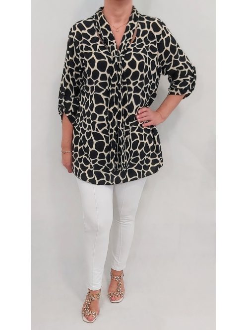 ANI nagyméretű masnis blúz - barna/bézs leopárd
