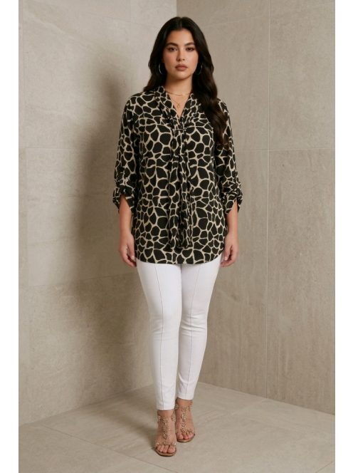 ANI nagyméretű masnis blúz - barna/bézs leopárd