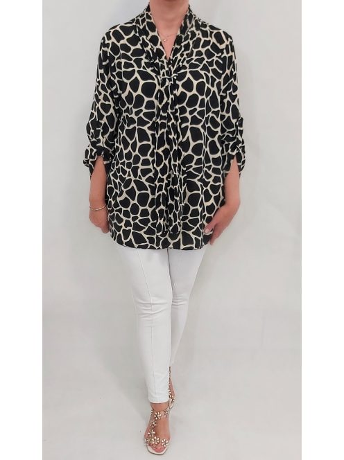 ANI nagyméretű masnis blúz - barna/bézs leopárd