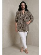 ANI nagyméretű masnis blúz - barna/bézs labirintus