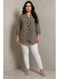 ANI nagyméretű masnis blúz - barna/bézs labirintus