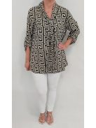 ANI nagyméretű masnis blúz - barna/bézs labirintus