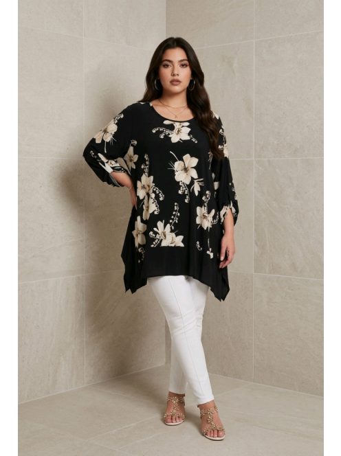 NEW FASHION nagyméretű felső/tunika - virág minta