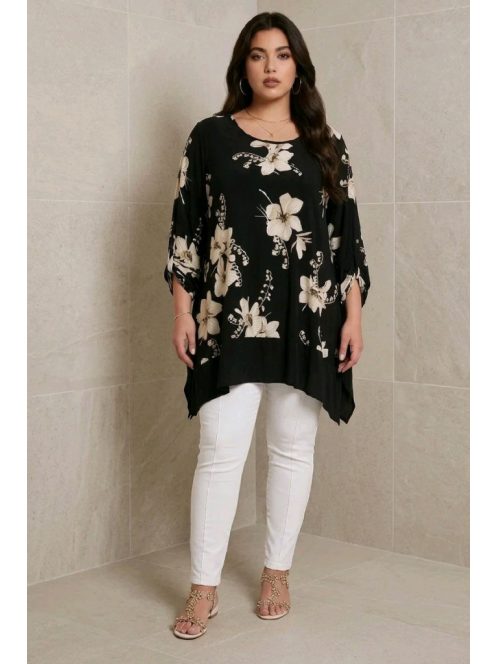 NEW FASHION nagyméretű felső/tunika - virág minta