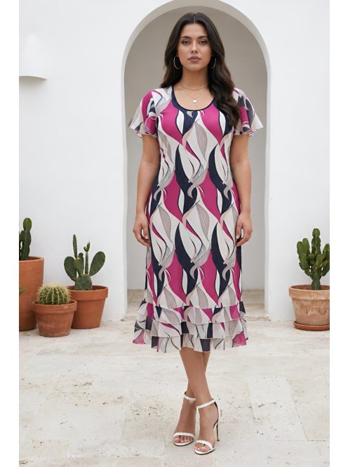 SZOFI nagyméretű ruha (L-4XL) - pink hullám