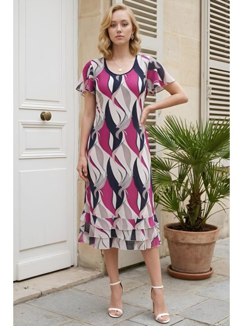 SZOFI nagyméretű ruha (L-4XL) - pink hullám