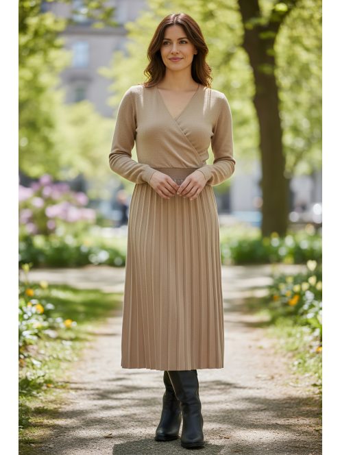 MAJA prémium kötött ruha - capuccino