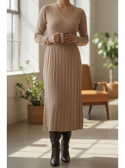 MAJA prémium kötött ruha - capuccino