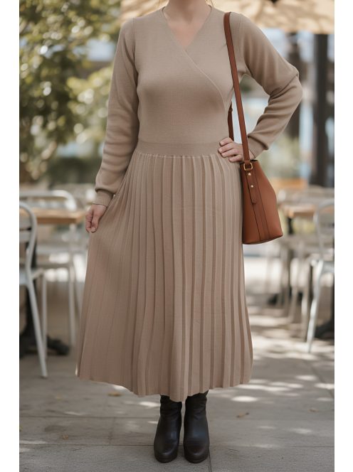 MAJA prémium kötött ruha - capuccino