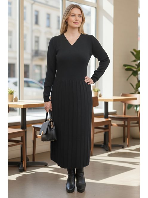 MAJA prémium kötött ruha - fekete