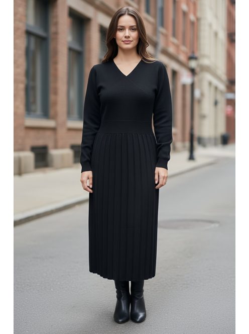 MAJA prémium kötött ruha - fekete