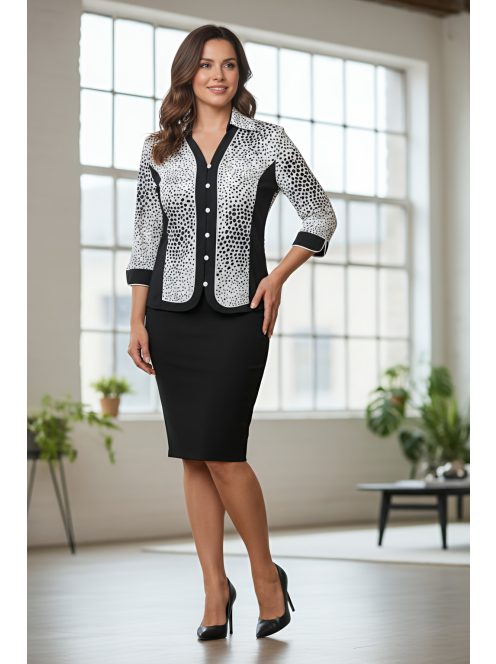 DONNA nagyméretű fekete betétes blúz