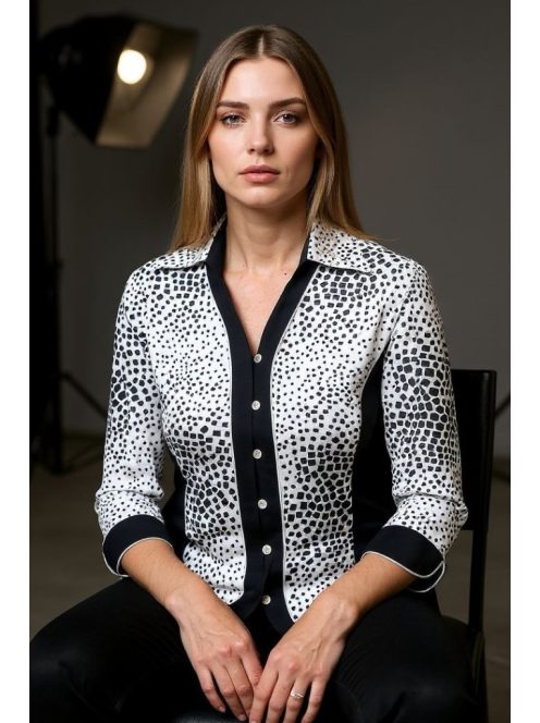 DONNA nagyméretű fekete betétes blúz