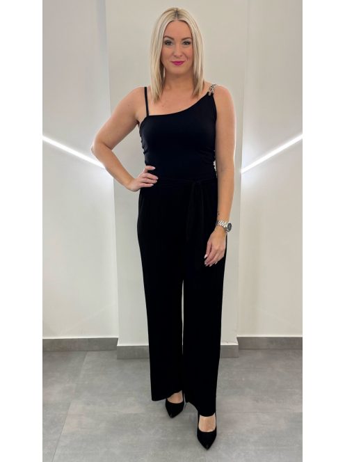 Plisszírozott nyári nadrág - fekete