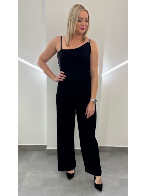 Plisszírozott nyári nadrág - fekete