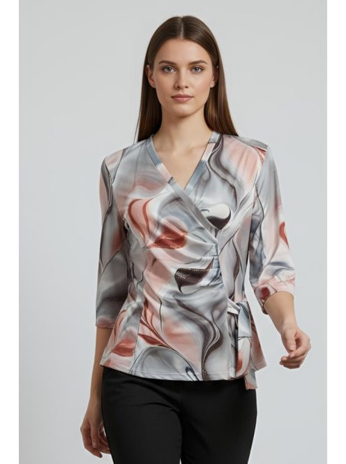 ILI nagyméretű felső (L-3XL) - szürke/pink