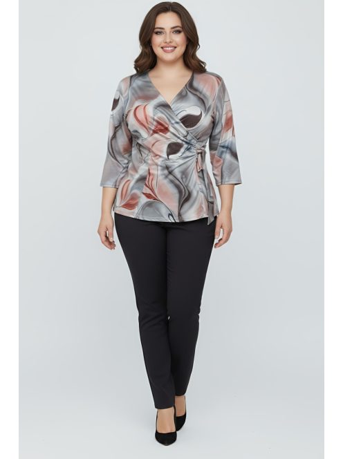 ILI nagyméretű felső (L-3XL) - szürke/pink