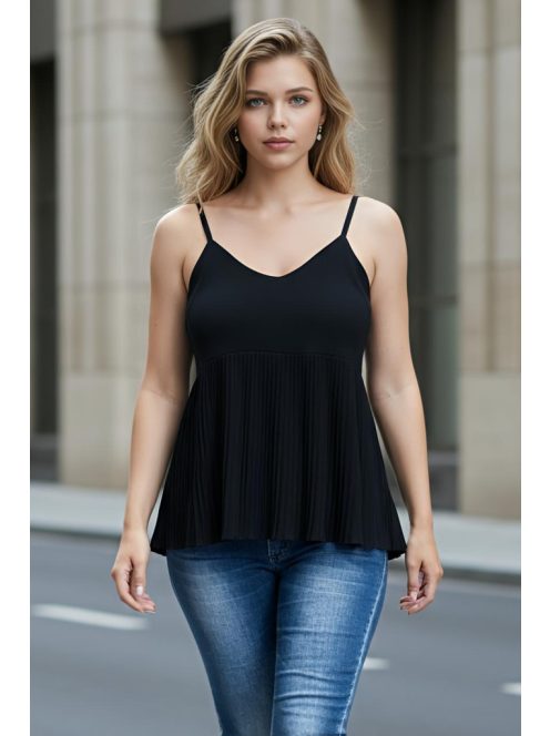 PINK BLACK vállpántos felső - fekete