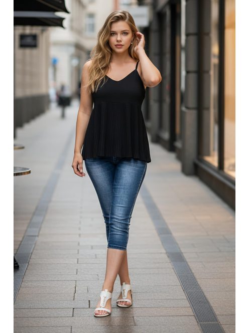 PINK BLACK vállpántos felső - fekete