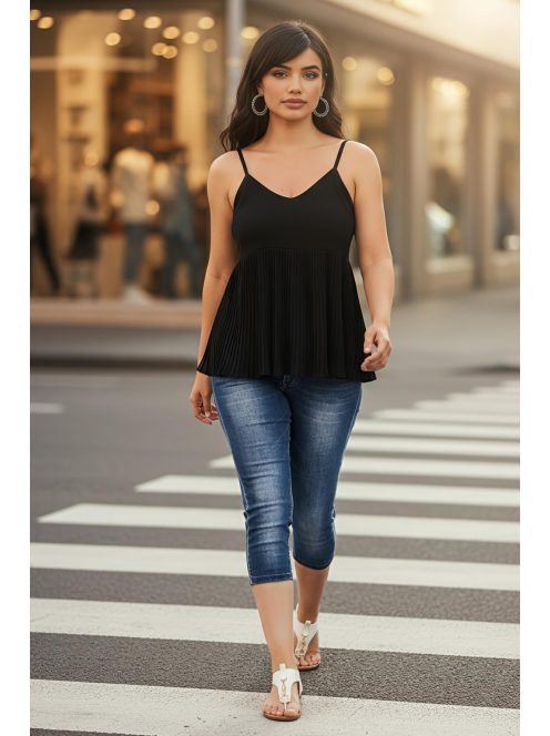 PINK BLACK vállpántos felső - fekete