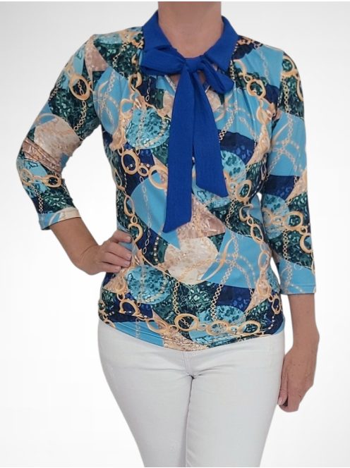 EXTYN GABI galléros felső (M-3XL) - kék minta