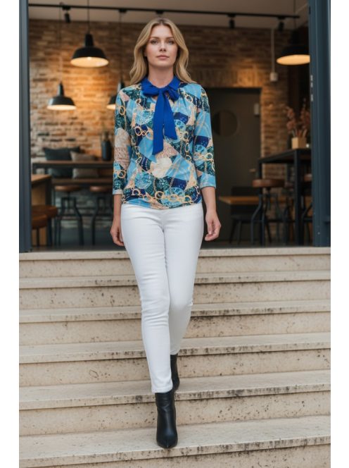 EXTYN GABI galléros felső (M-3XL) - kék minta