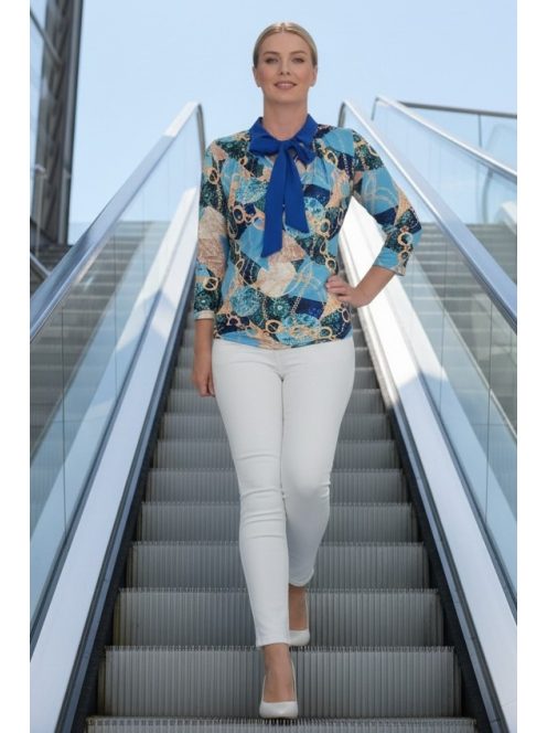 EXTYN GABI galléros felső (M-3XL) - kék minta