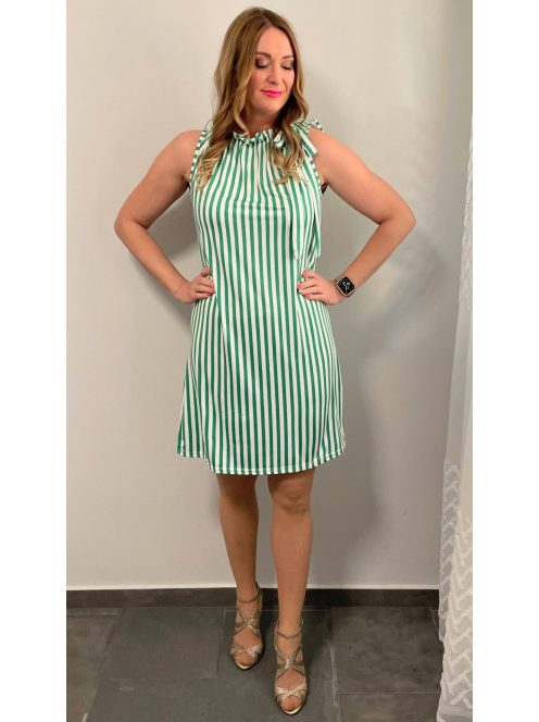 CAROL húzott nyakú ruha - zöld csíkos