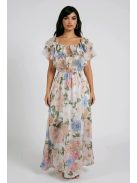 ELIA muszlin maxiruha - kék/pink virággal