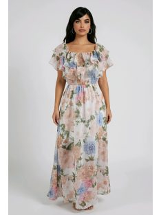 ELIA muszlin maxiruha - kék/pink virággal