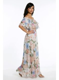 ELIA muszlin maxiruha - kék/pink virággal