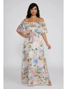 ELIA muszlin maxiruha - kék/pink virággal