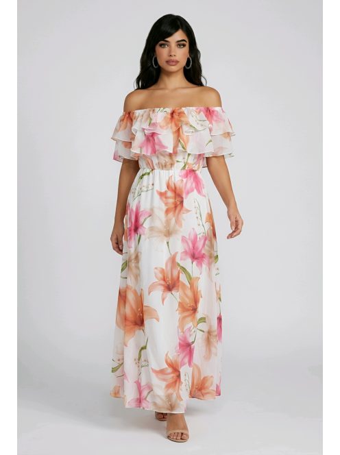 ELIA muszlin maxiruha - színes virággal