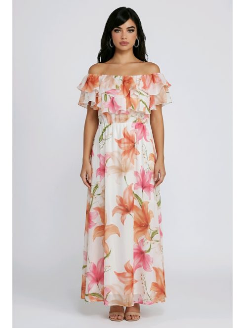 ELIA muszlin maxiruha - színes virággal