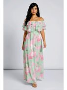 ELIA muszlin maxiruha - zöld/pink