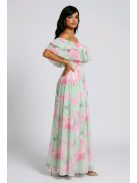 ELIA muszlin maxiruha - zöld/pink