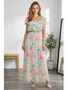 ELIA muszlin maxiruha - zöld/pink