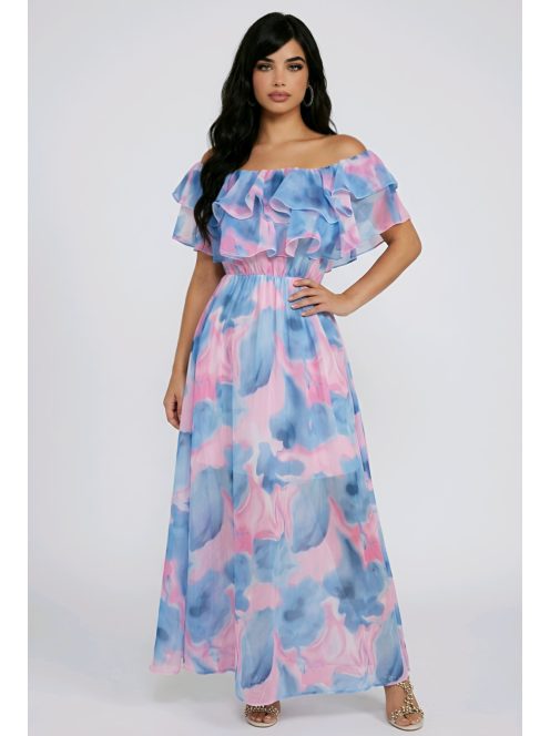 ELIA muszlin maxiruha - kék/pink