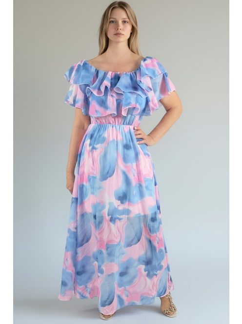ELIA muszlin maxiruha - kék/pink