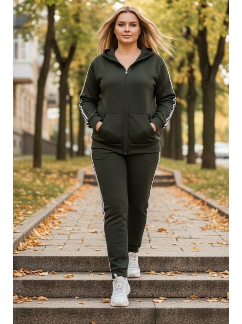 Nagyméretű oldalt csíkos szabadidő (3-6XL) - zöld