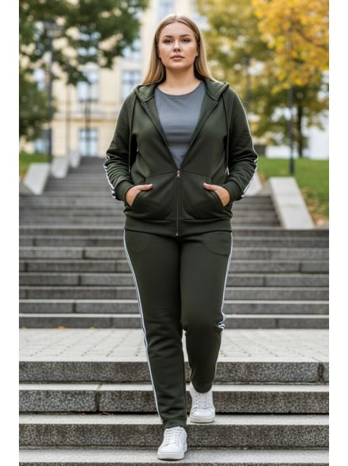 Nagyméretű oldalt csíkos szabadidő (3-6XL) - zöld