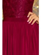 LEA hosszú ujjatlan ruha csipke felsőrésszel - bordó