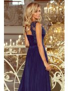 LEA sötétkék hímzett maxiruha