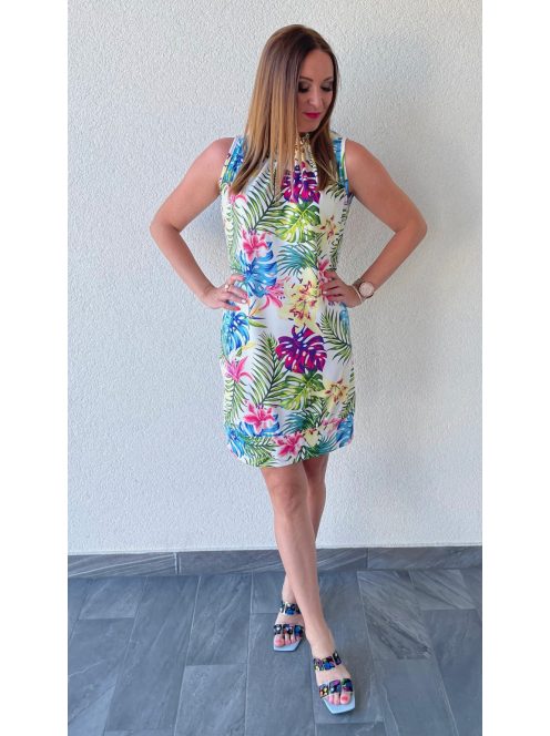 CAROL színes trópusi mintás ruha 