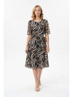 ALIZ oldalt megkötős ruha (L-4XL) - barna/fekete