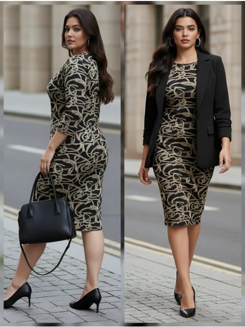 REA nagyméretű ruha (XL-4XL) - bézs/barna