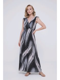 AMINA színes maxiruha - bézs minta