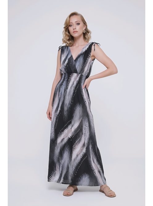 AMINA színes maxiruha - bézs minta