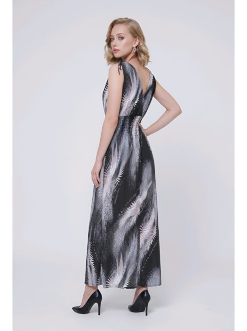 AMINA színes maxiruha - bézs minta