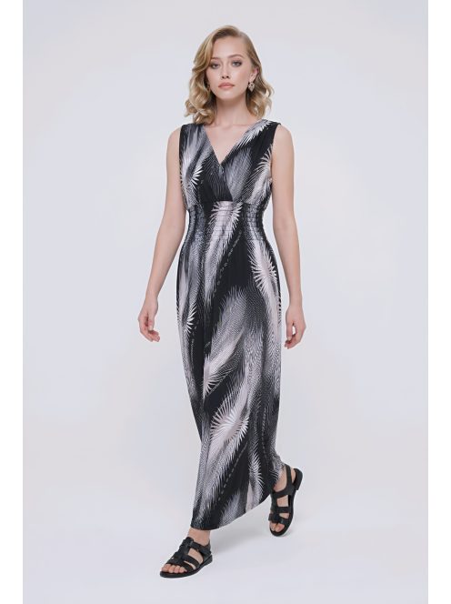 AMINA színes maxiruha - bézs minta